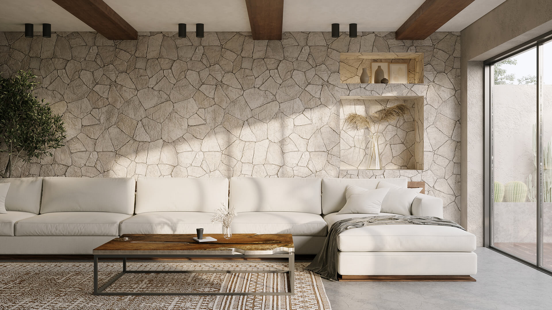 Light Premium Rock face Travertine