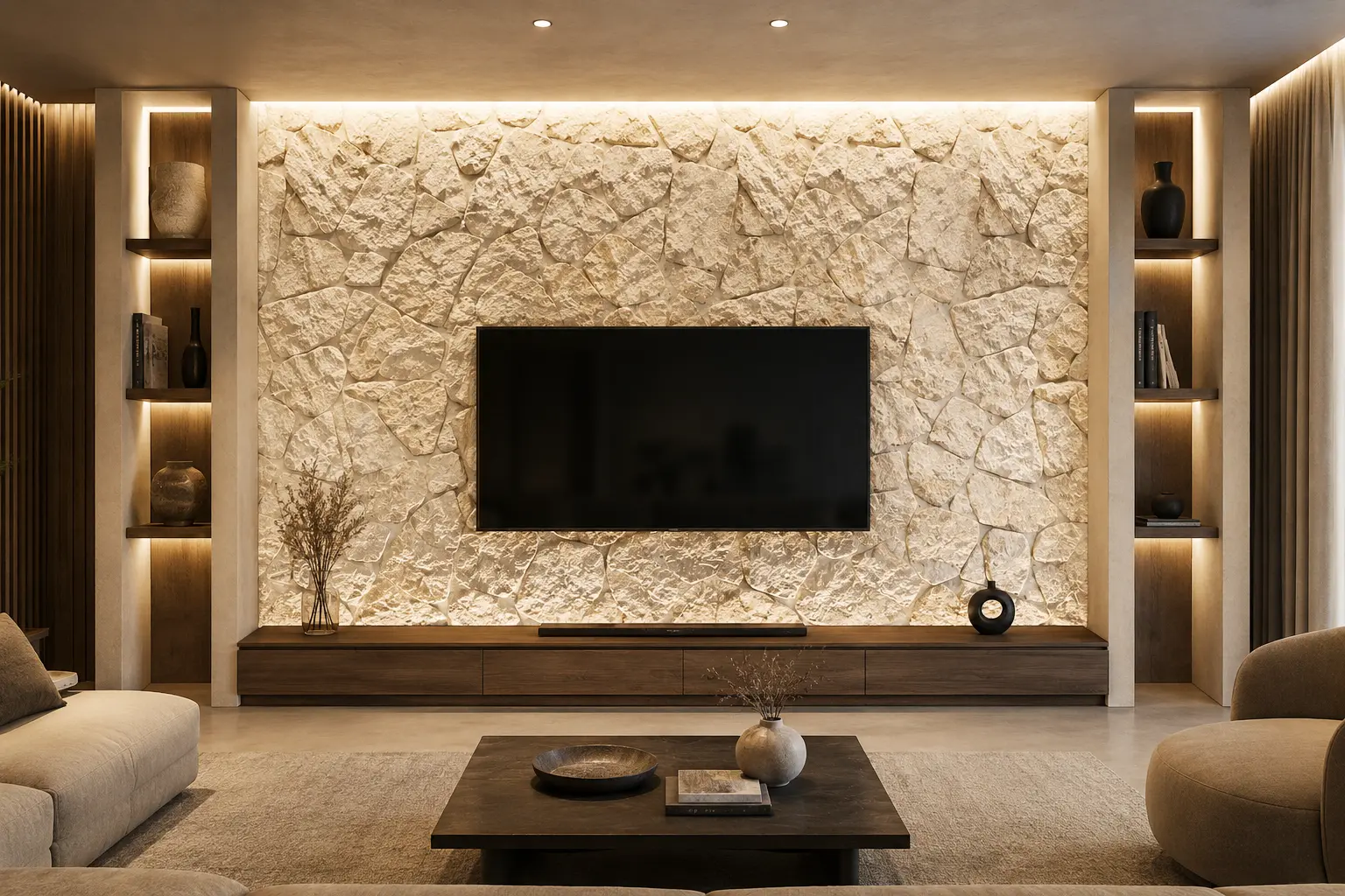 Ivory Rock Face Traverten